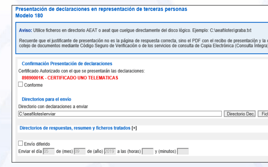 Presentación por lotes de impuestos a la AEAT en 2020: cómo puedo hacerlo ahora que se ha eliminado la presentación por lotes