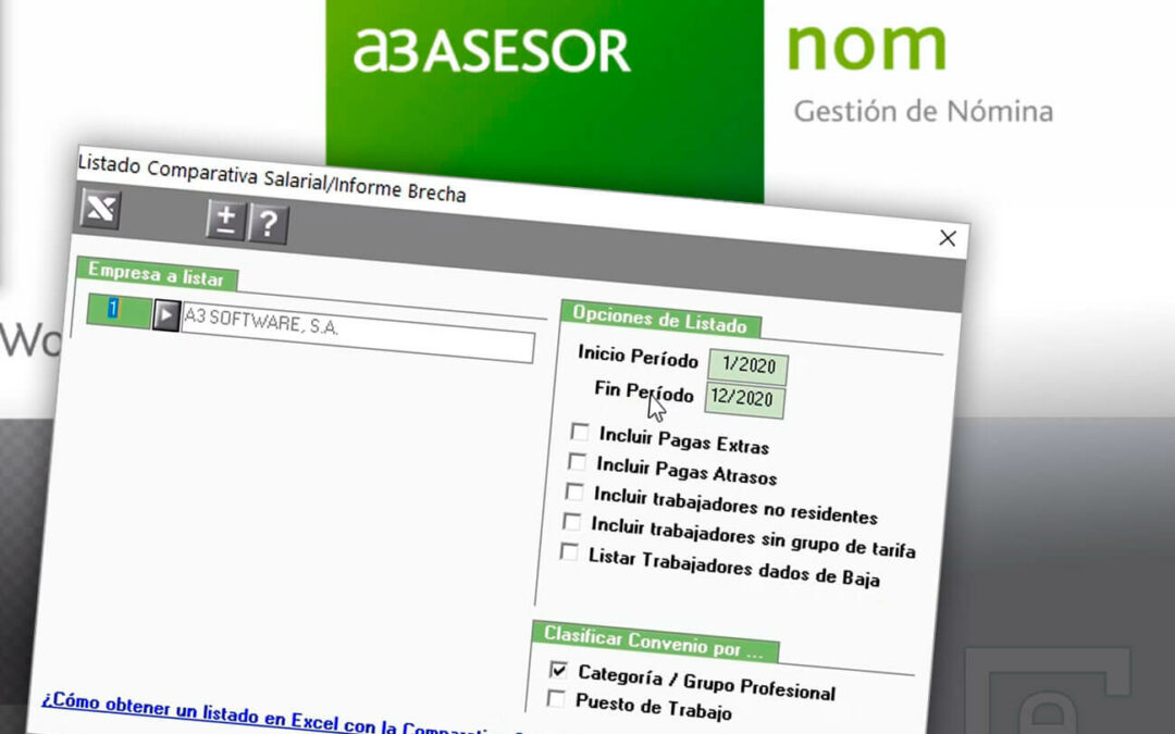 Listado Comparativa Salarial / Informe Brecha en a3asesor Nom